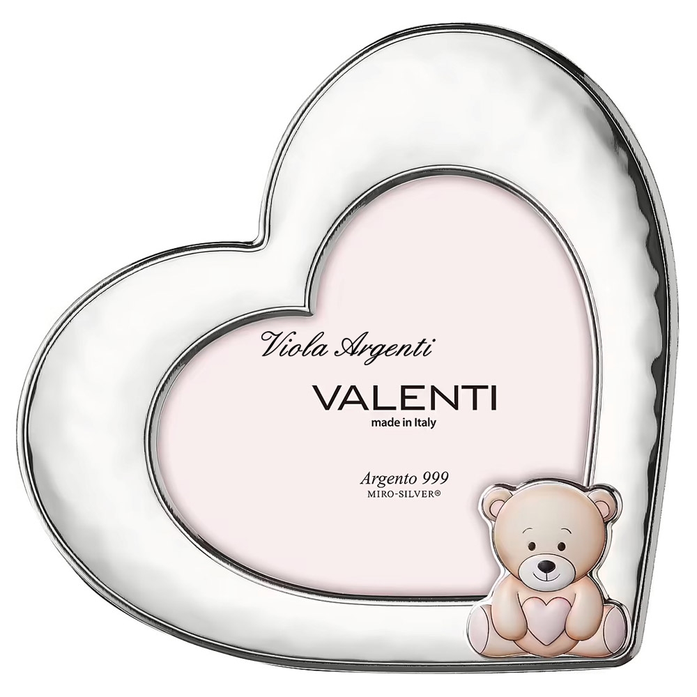 Cornice cuore orsetto rosa di Valenti. Argento online