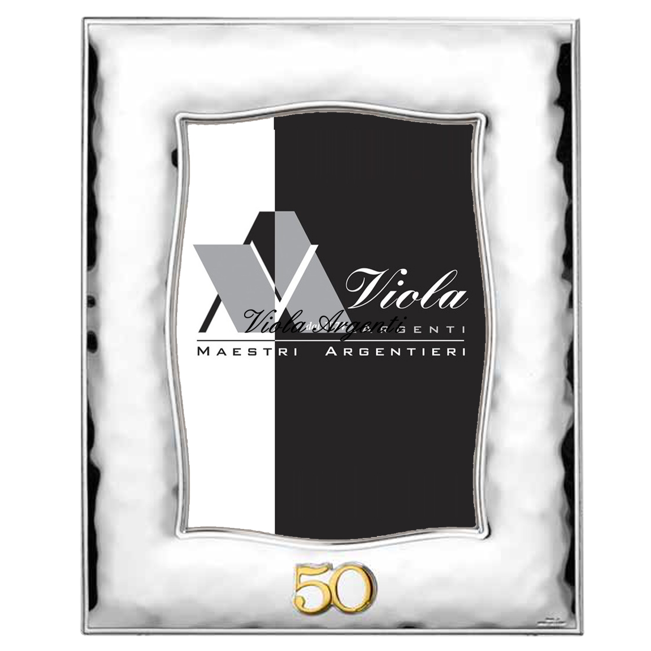 Cornice 50° argento martellata lucida