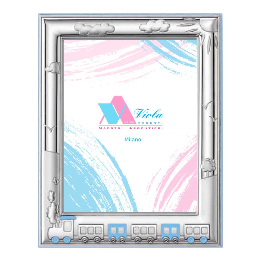 Baby frame with train di Viola Argenti. Argento online