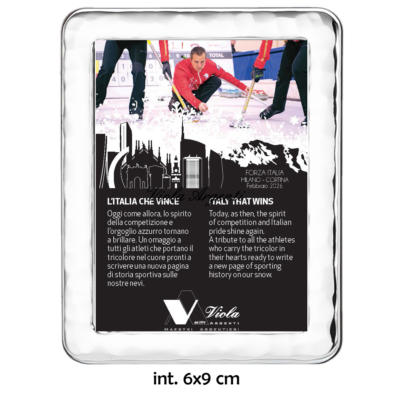 Cornice in argento 999 effetto battuto e angoli arrotondati