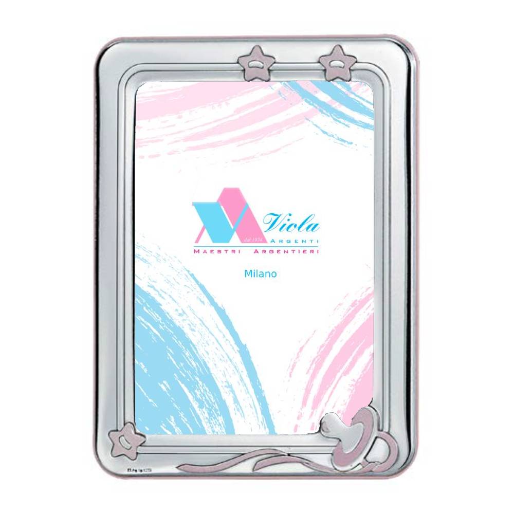 Baby photo frame with stars and pacifier di Viola Argenti. Argento online