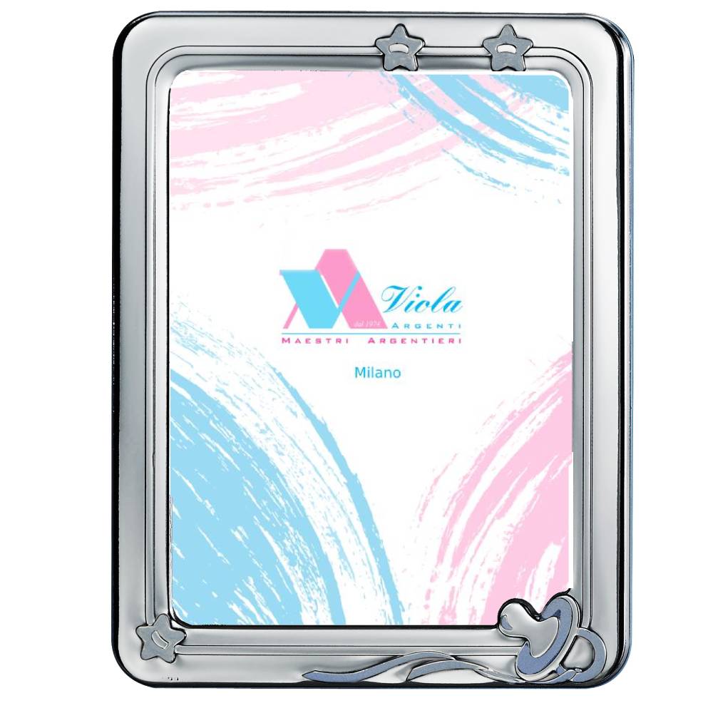 Baby photo frame with small pacifier di Viola Argenti. Argento online