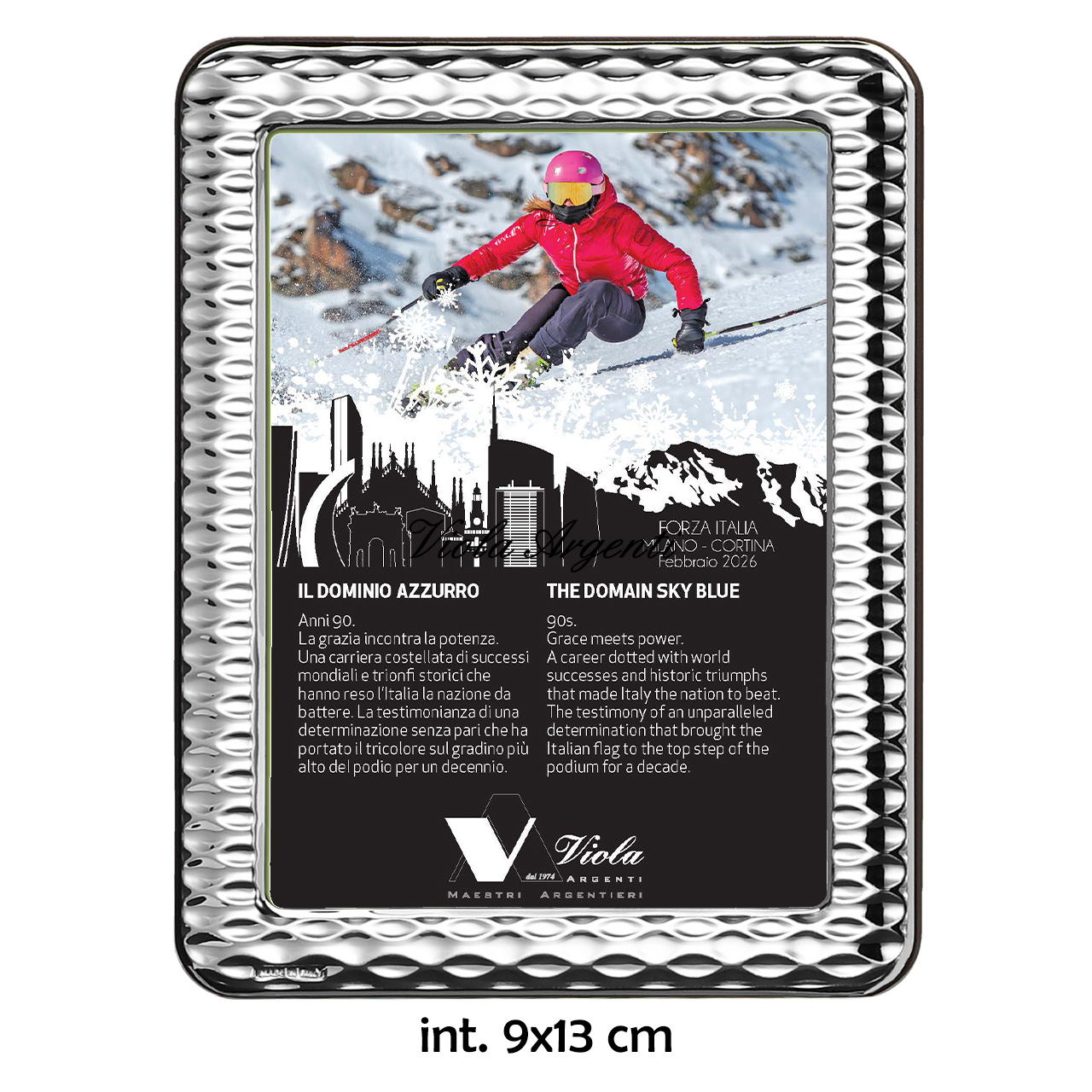 Cornice in argento 999 effetto crateri