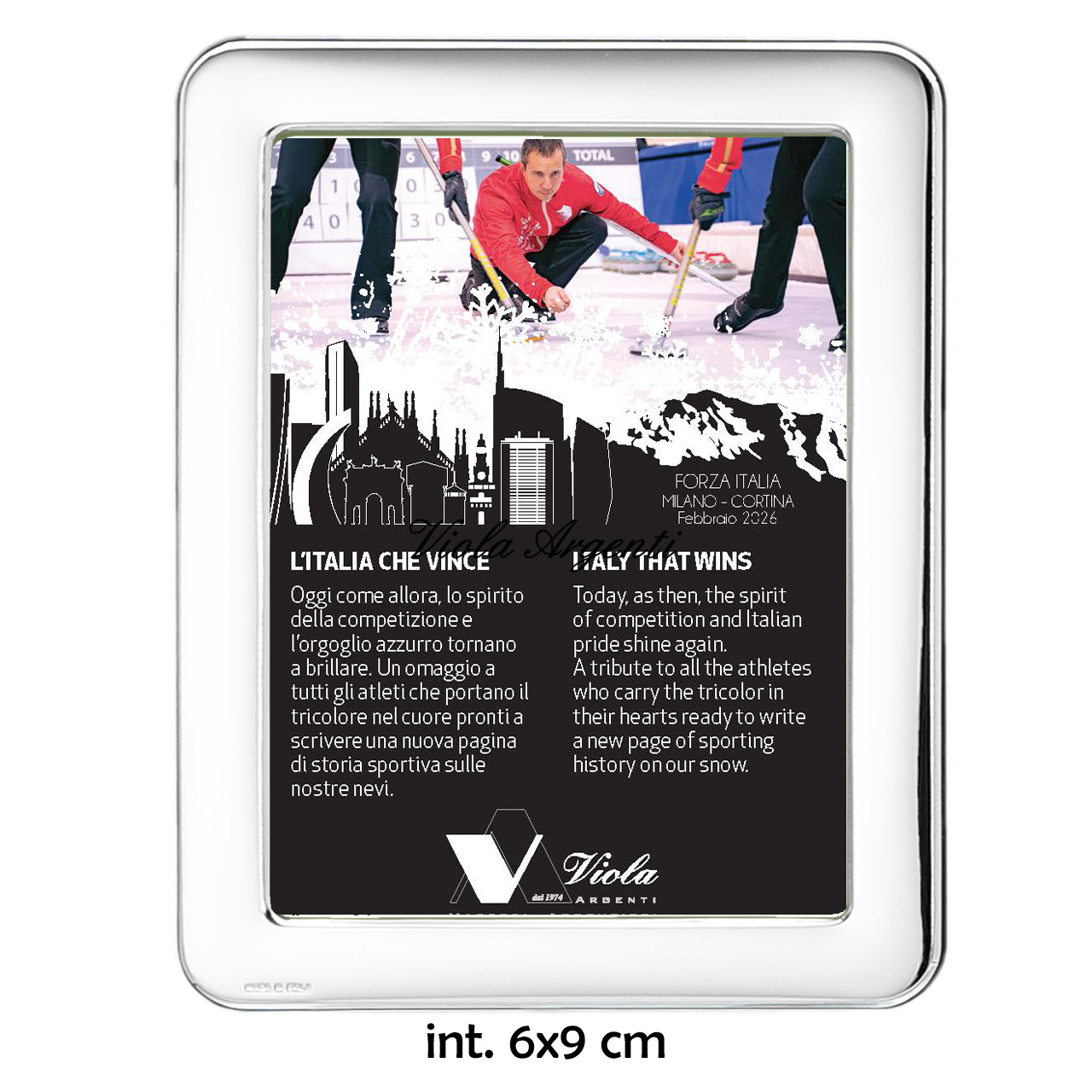 Cornice in argento 999 con lastra liscia e angoli arrotondati