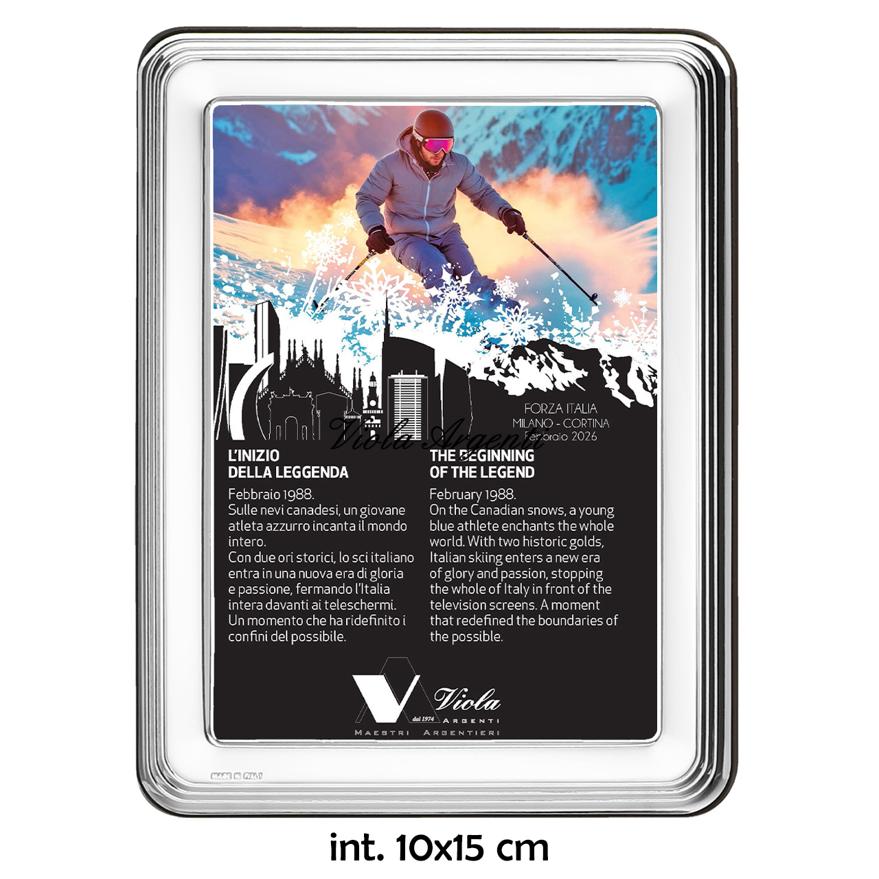 Cornice in argento 999 bordi arrotondati con dettaglio righe - 3