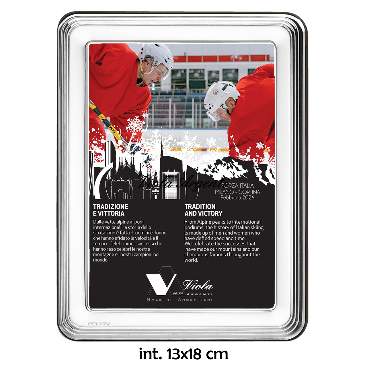 Cornice in argento 999 bordi arrotondati con dettaglio righe - 4