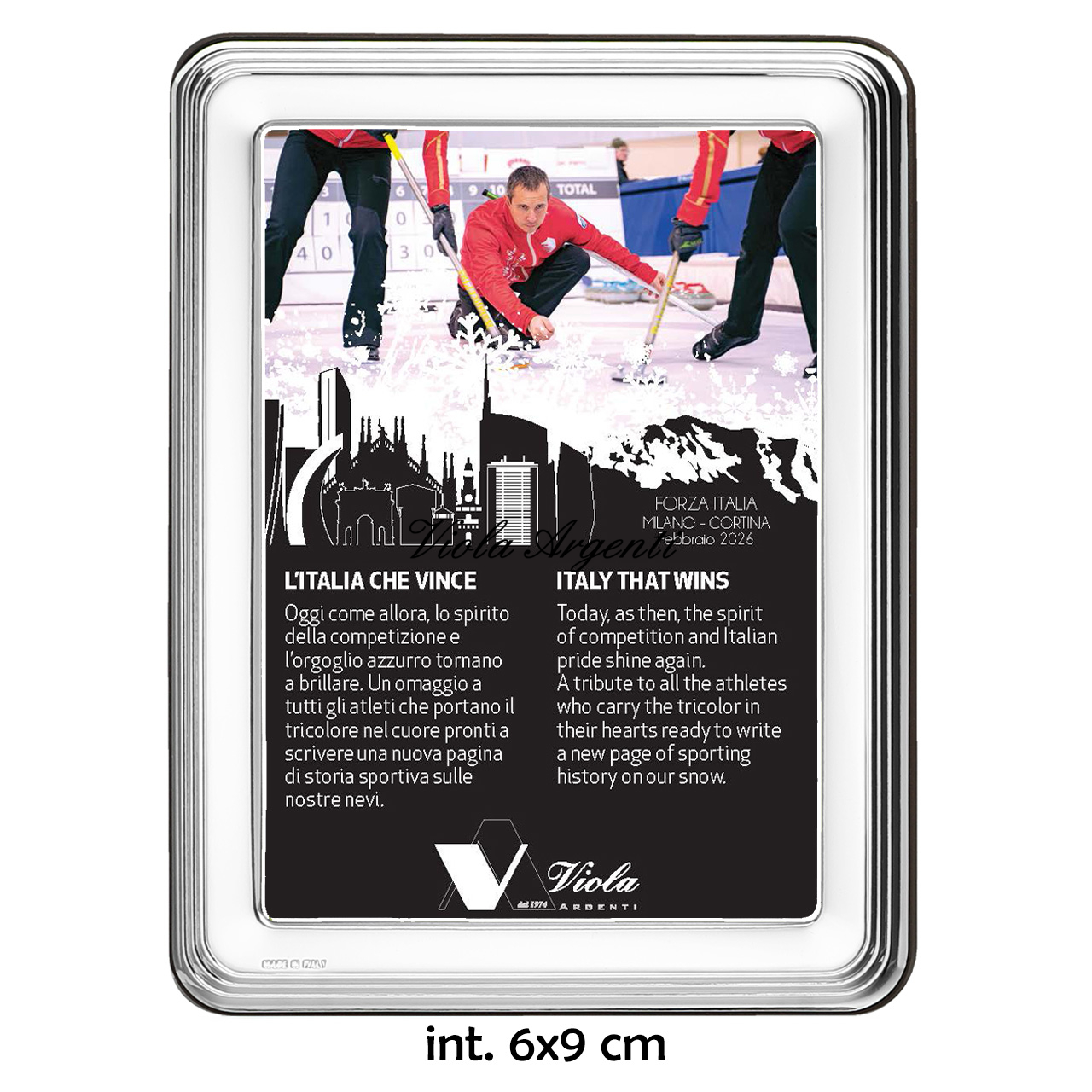 Cornice in argento 999 bordi arrotondati con dettaglio righe 