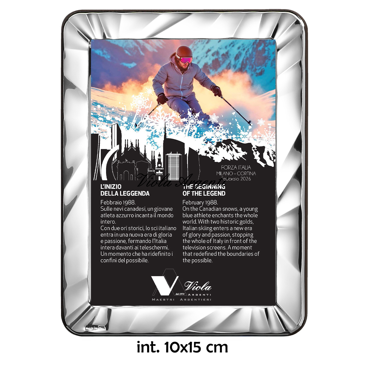 Cornice argento 999 bordi arrotondati con lastra a raggi - 4