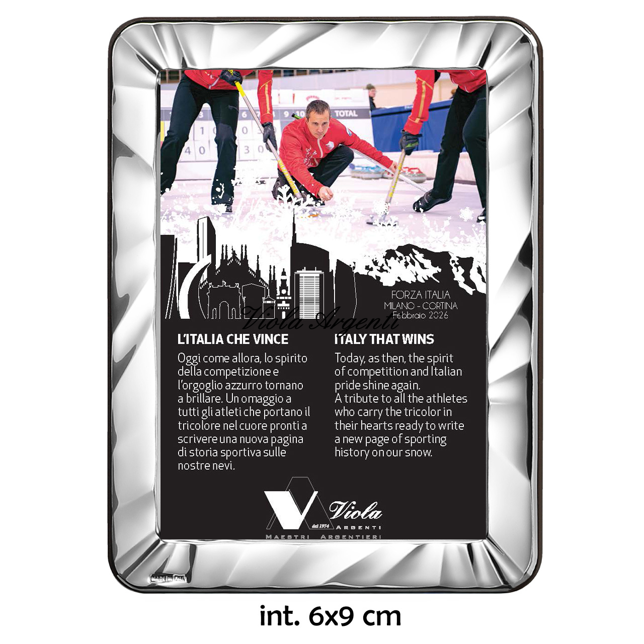 Cornice argento 999 bordi arrotondati con lastra a raggi