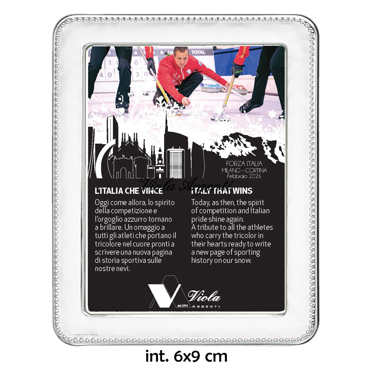 Cornice in argento 999 martellata e bordo a pallini