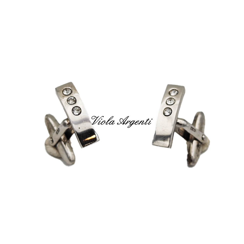 Silver cufflinks with Swarovski di . Argento online