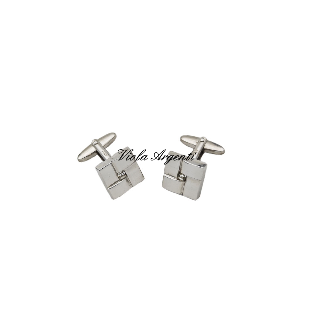 Square cufflinks with white Swarovski in 925 silver