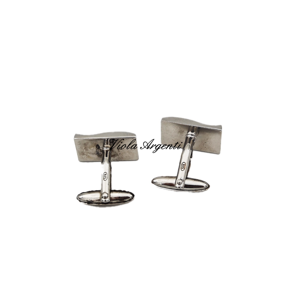 Rectangular silver cufflinks with Swarovski