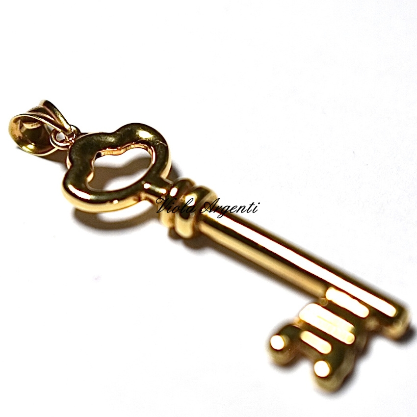 750 yellow gold key pendant di . Argento online