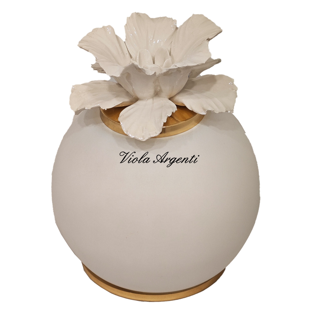 Lamp with white anemone di . Argento online