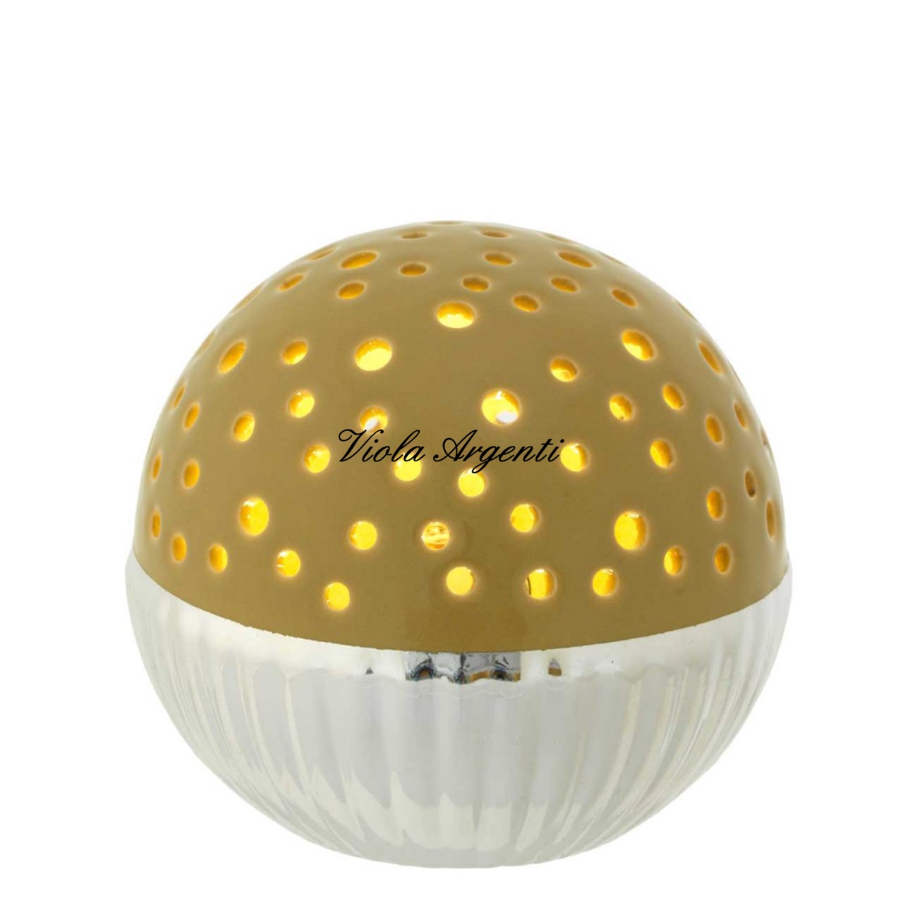 Sfera bicolore vede e argento con led 