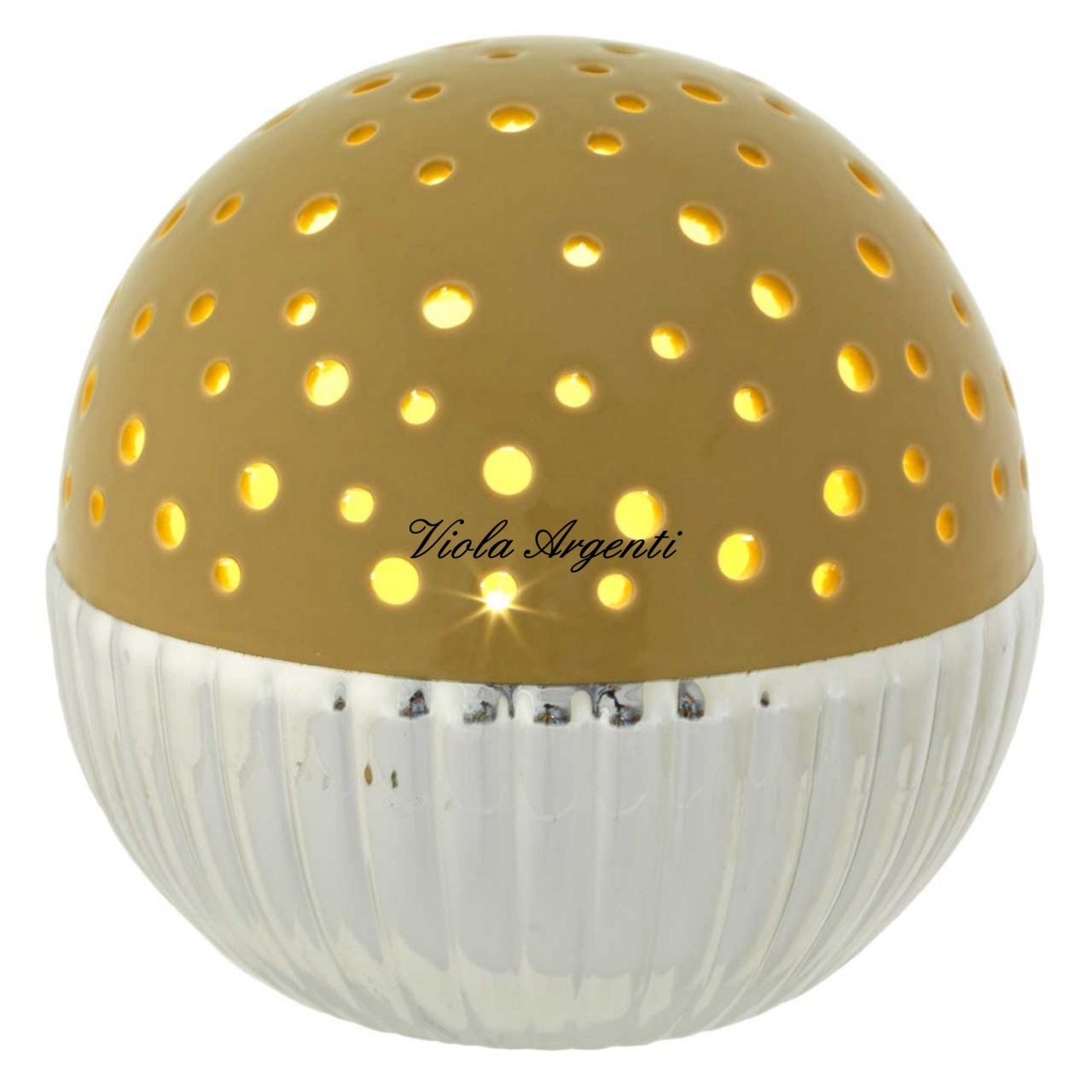 Sfera bicolore vede e argento con led 