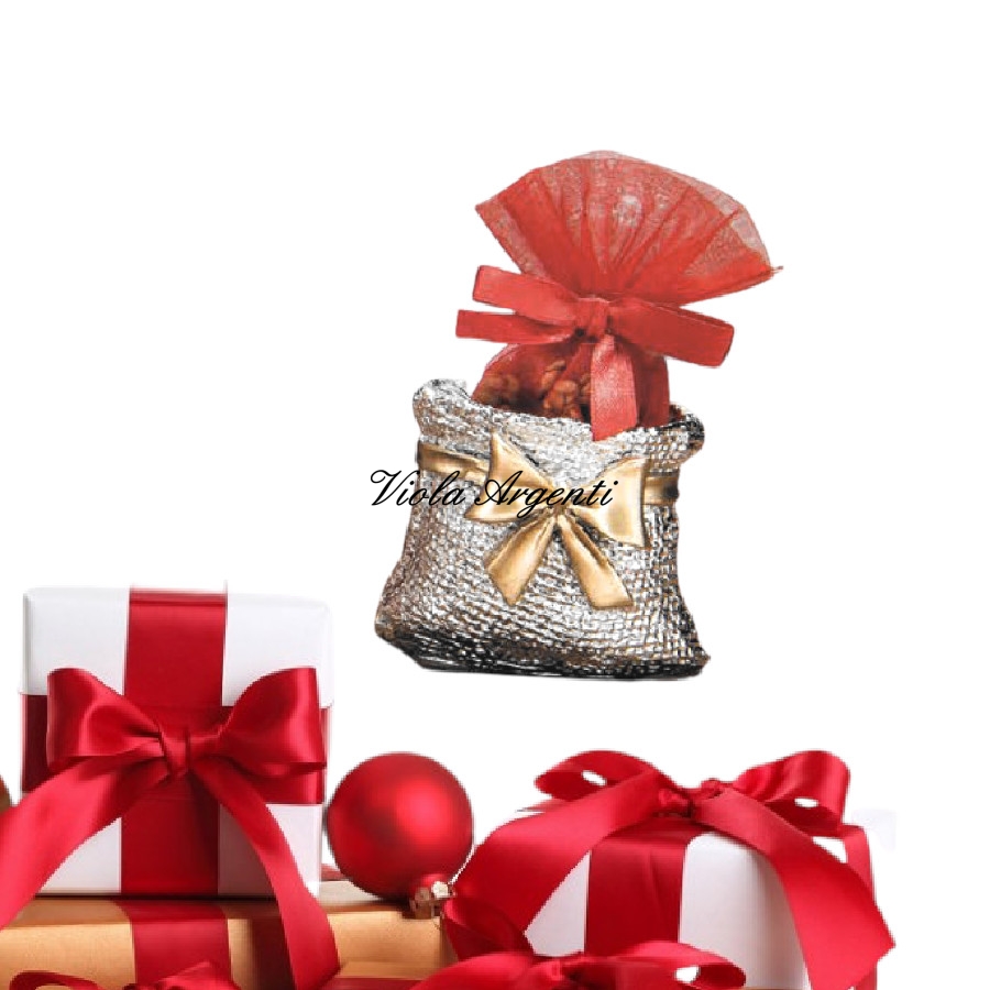 Sack with gold bow lentils di . Argento online
