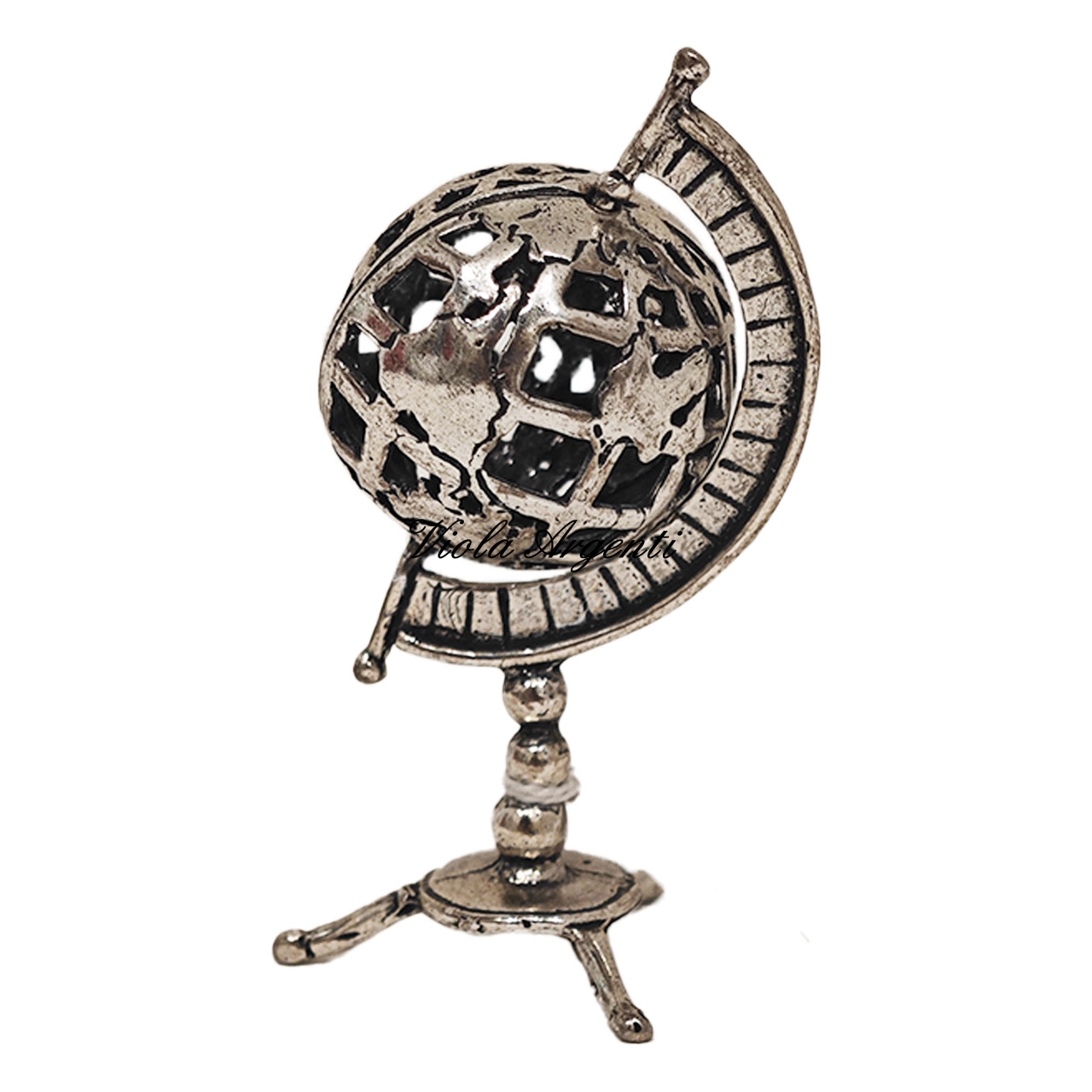 Mappamondo traforato argento