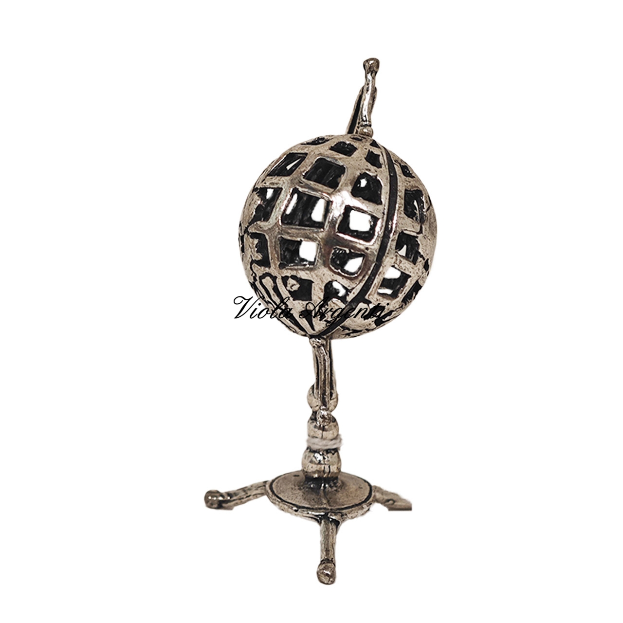 Mappamondo traforato argento