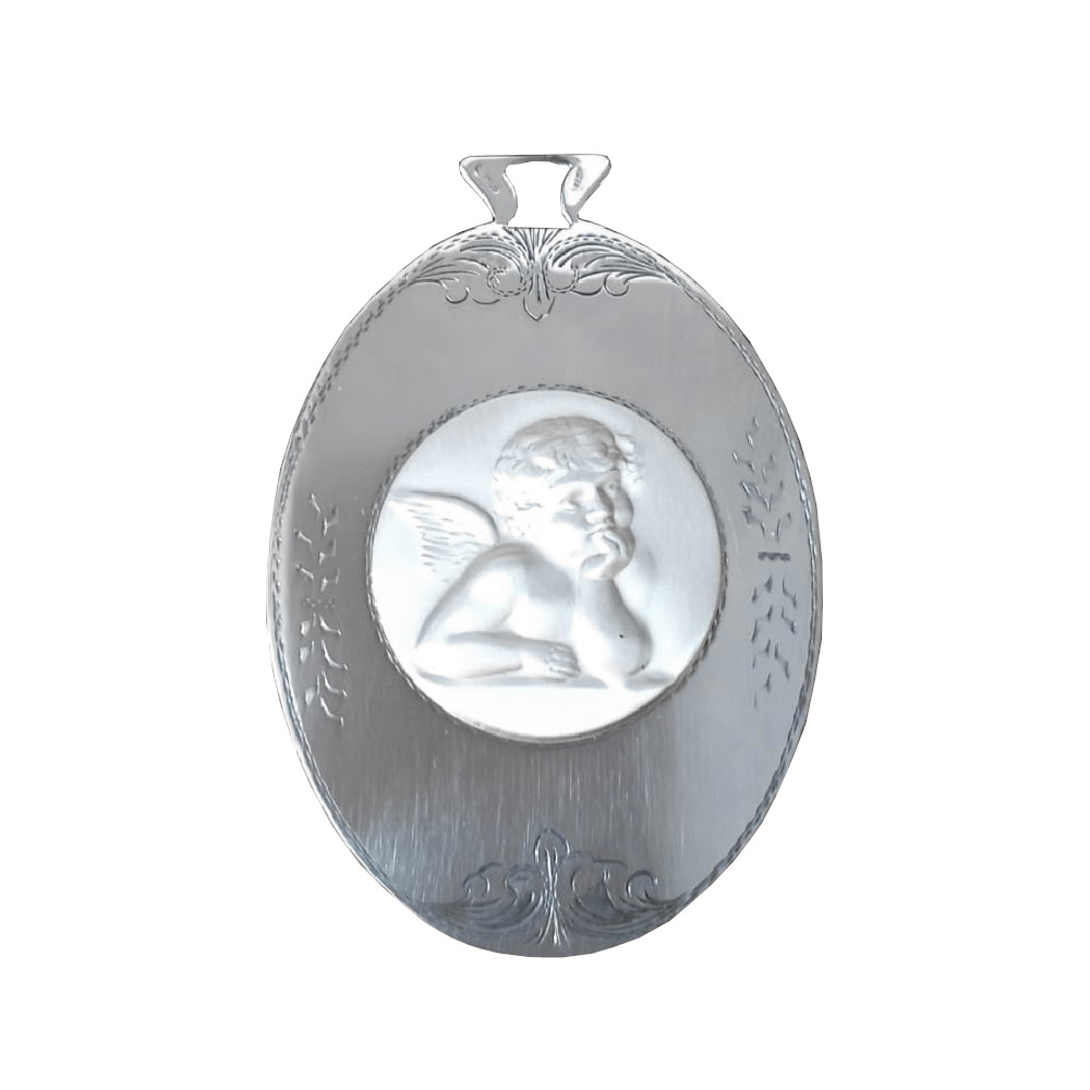 Medaglione capoculla angioletto argento 925 di Viola Argenti. Argento online