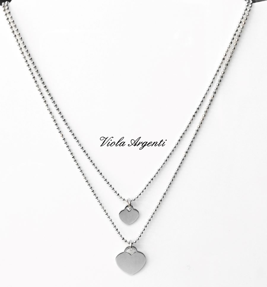 Two-strand heart necklace di Viola Argenti. Argento online