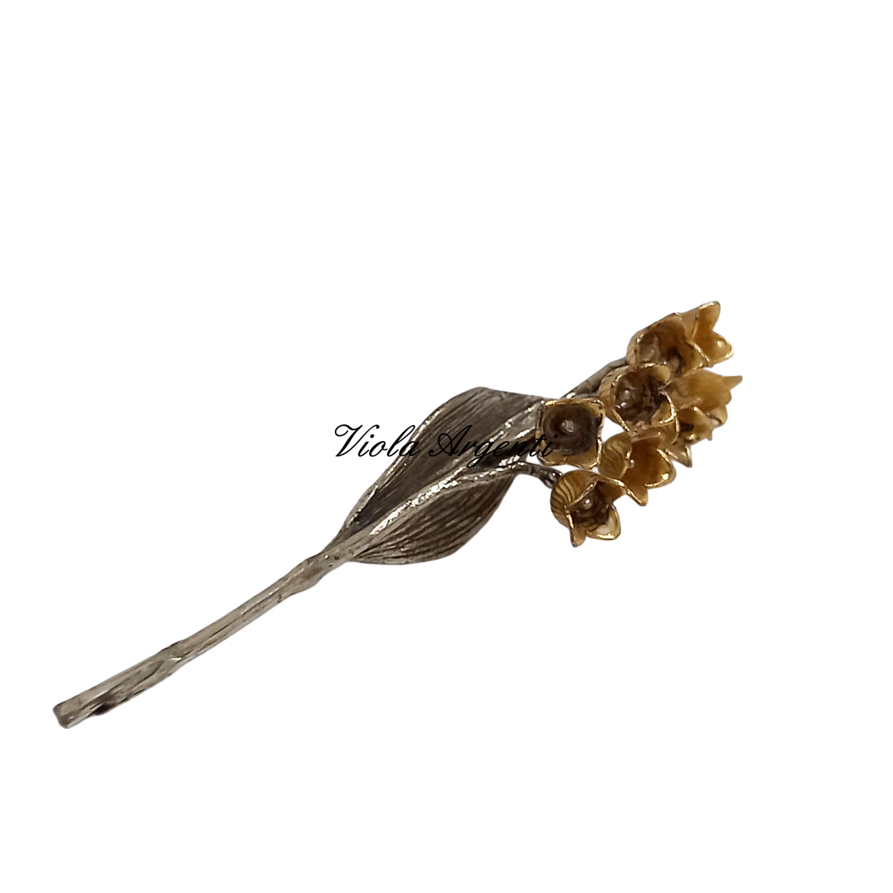 Two-tone lily of the valley in 800 silver