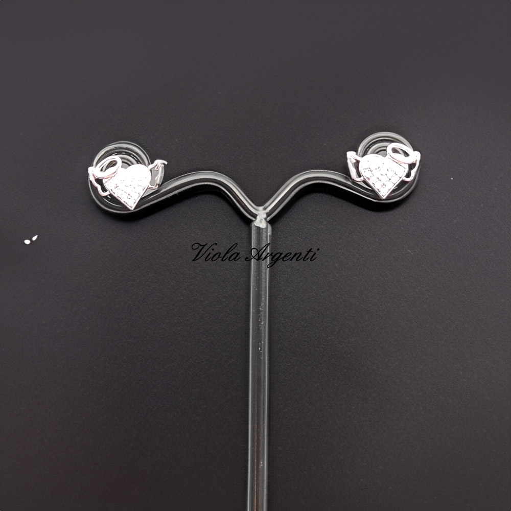 Heart earrings with cubic zirconia