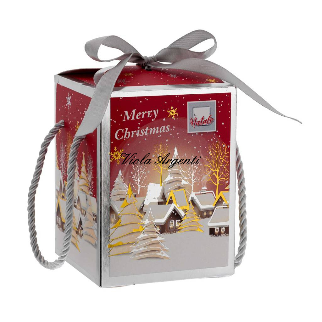 Red Candle with Silver Resin Candle Holder – with Holly Decoration - 3