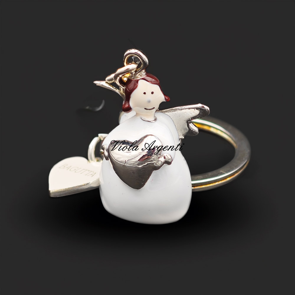 White angel keyring with heart