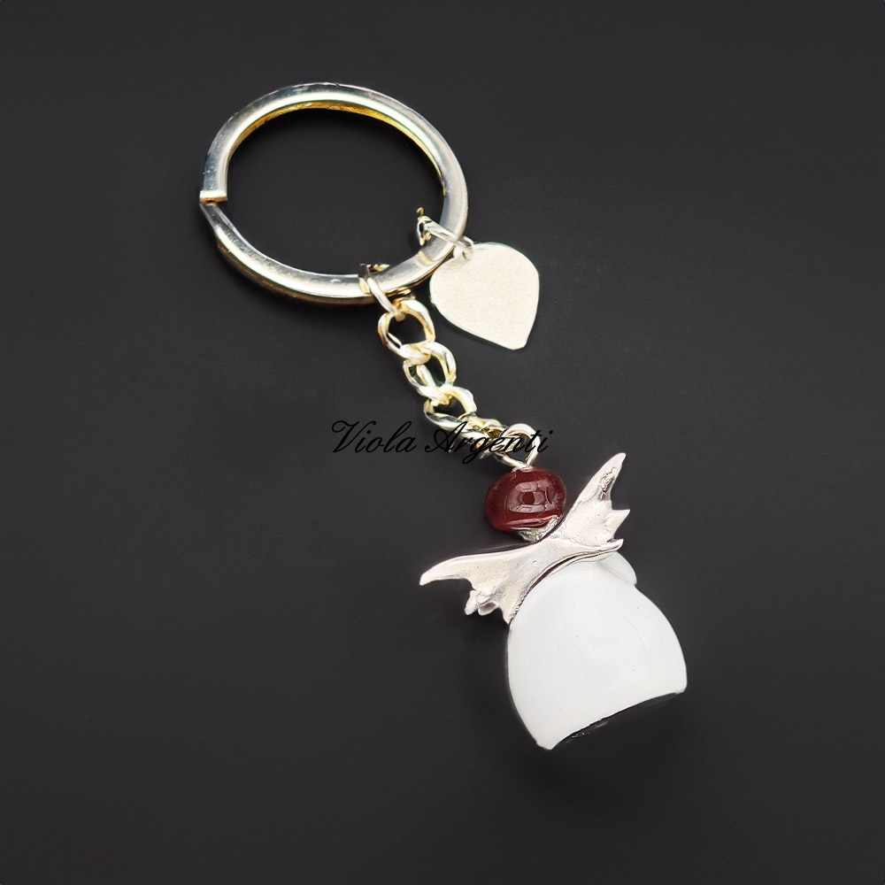 White angel keyring with heart - 3