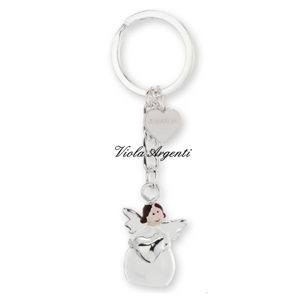 White angel keyring with heart