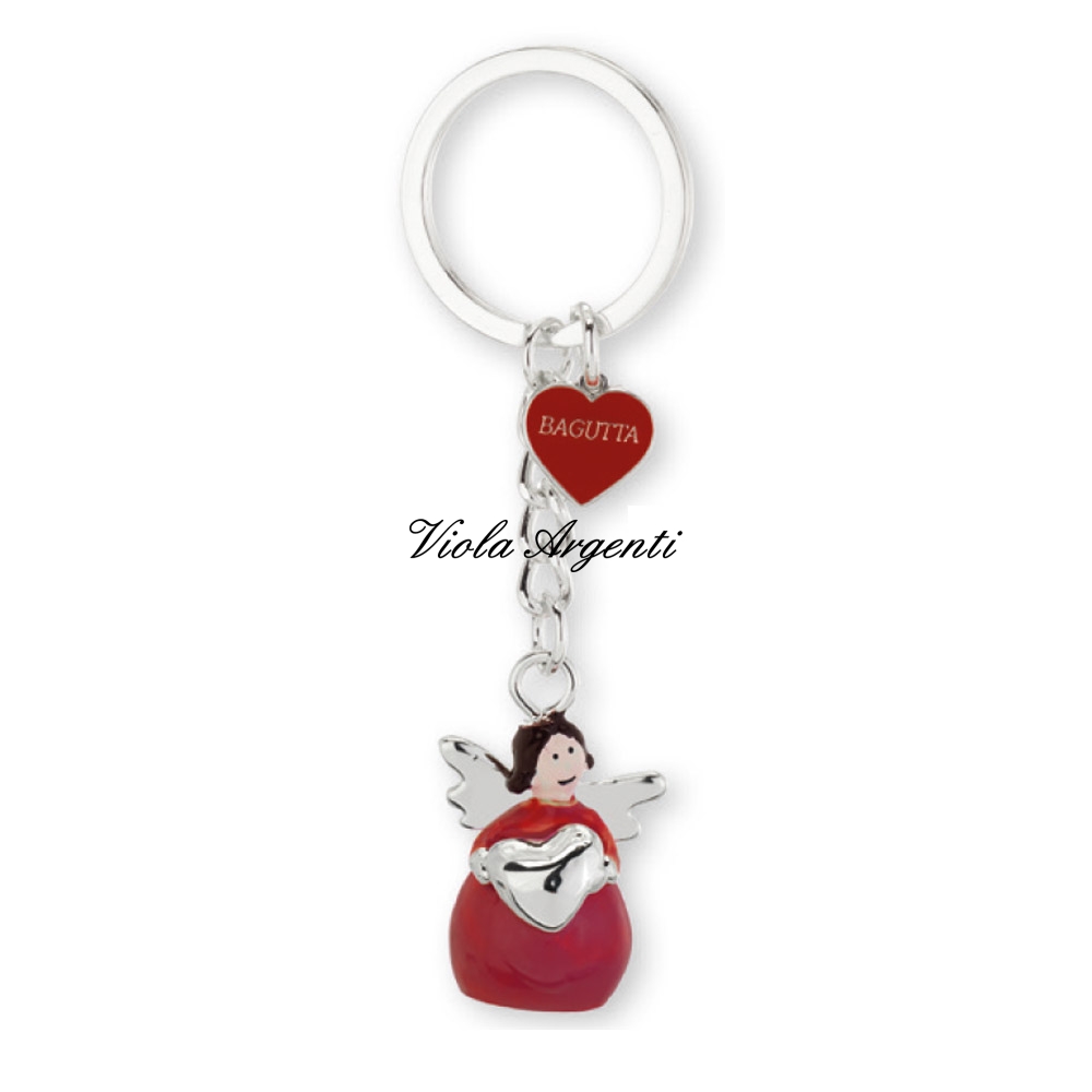 Red angel keyring with heart