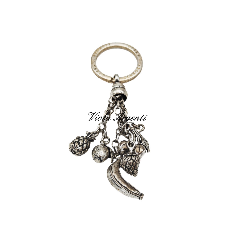 Silver key ring with fruits di . Argento online