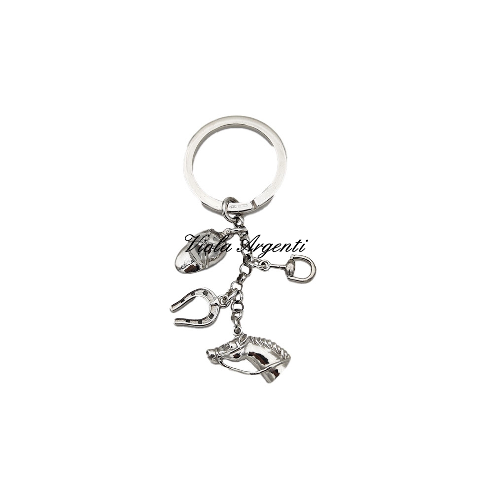 Silver horse racing key ring di . Argento online