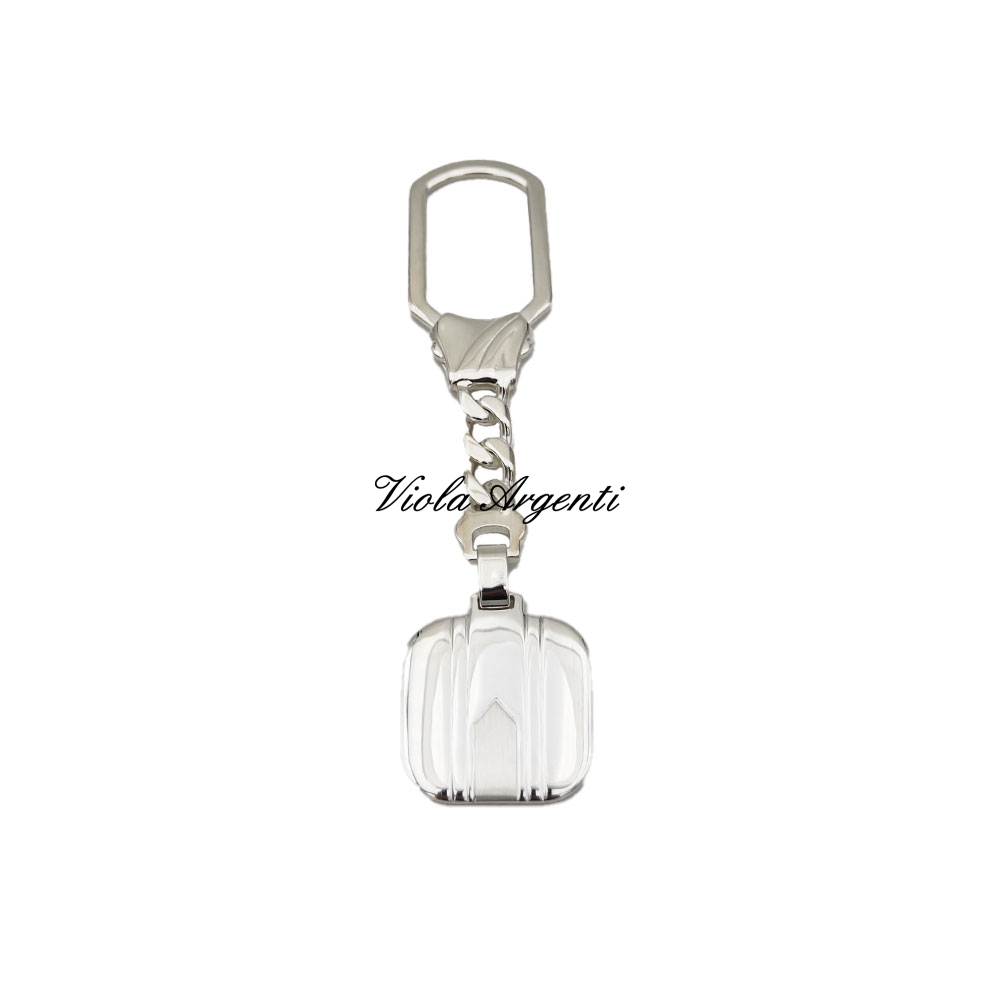 Customizable silver square keychain