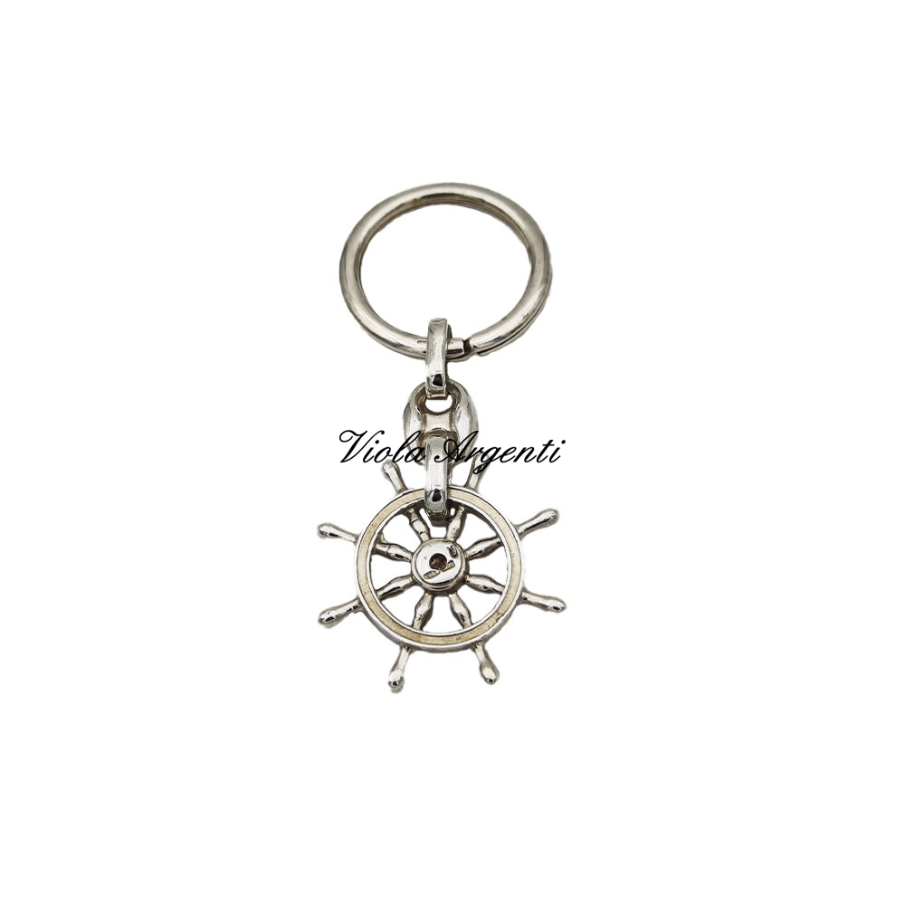 Silver rudder key ring