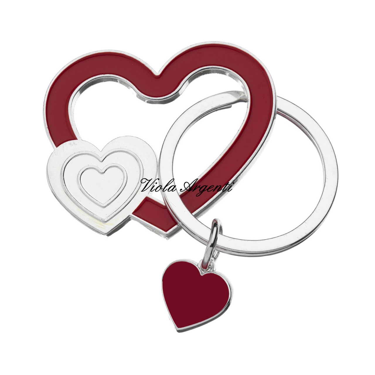 Silver key ring with hearts