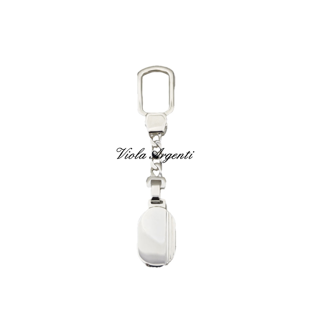 Customizable silver oval keychain di . Argento online