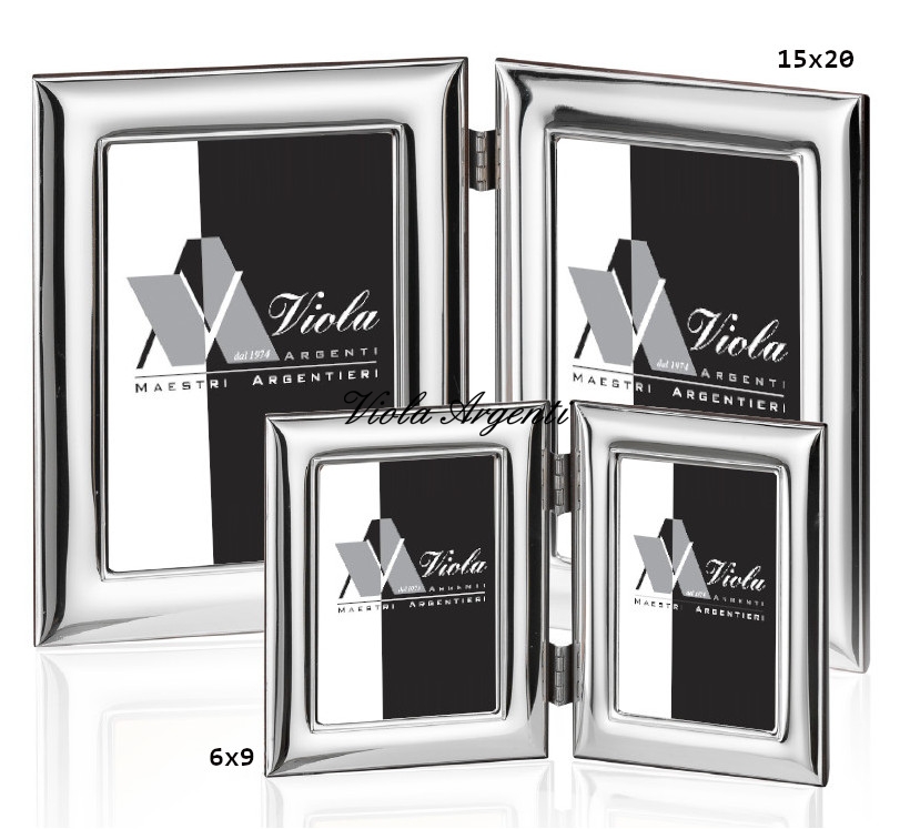 Smooth double silver photo frame