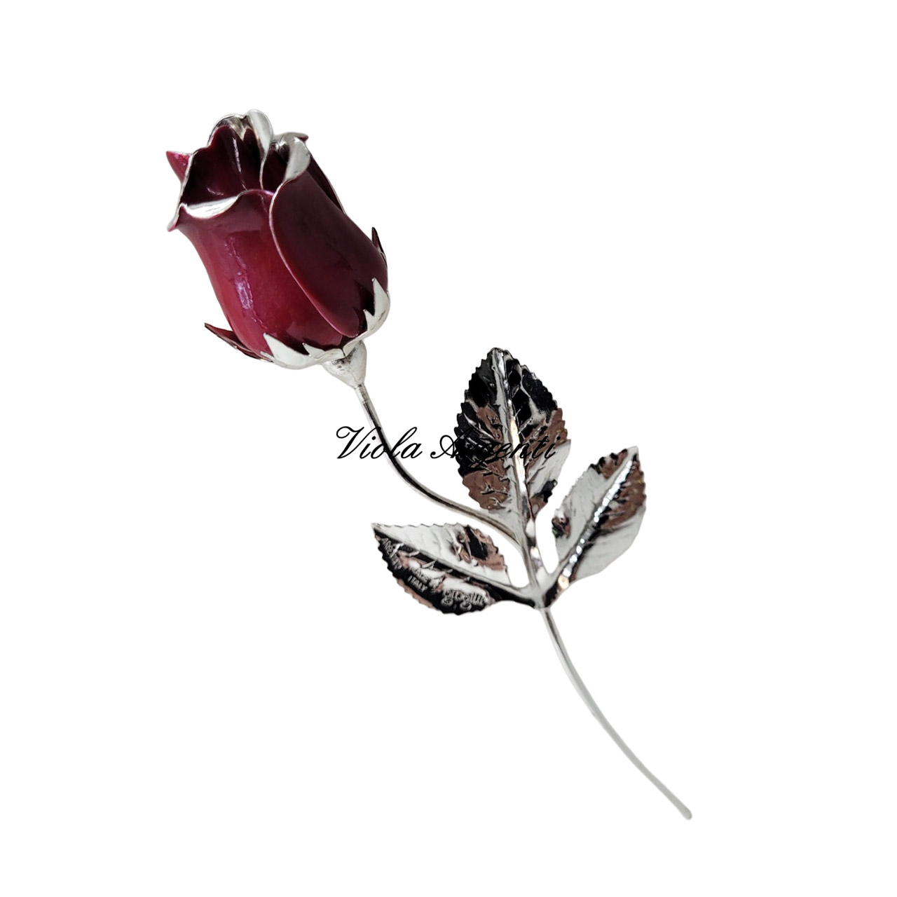 Rosa rossa laminata argento