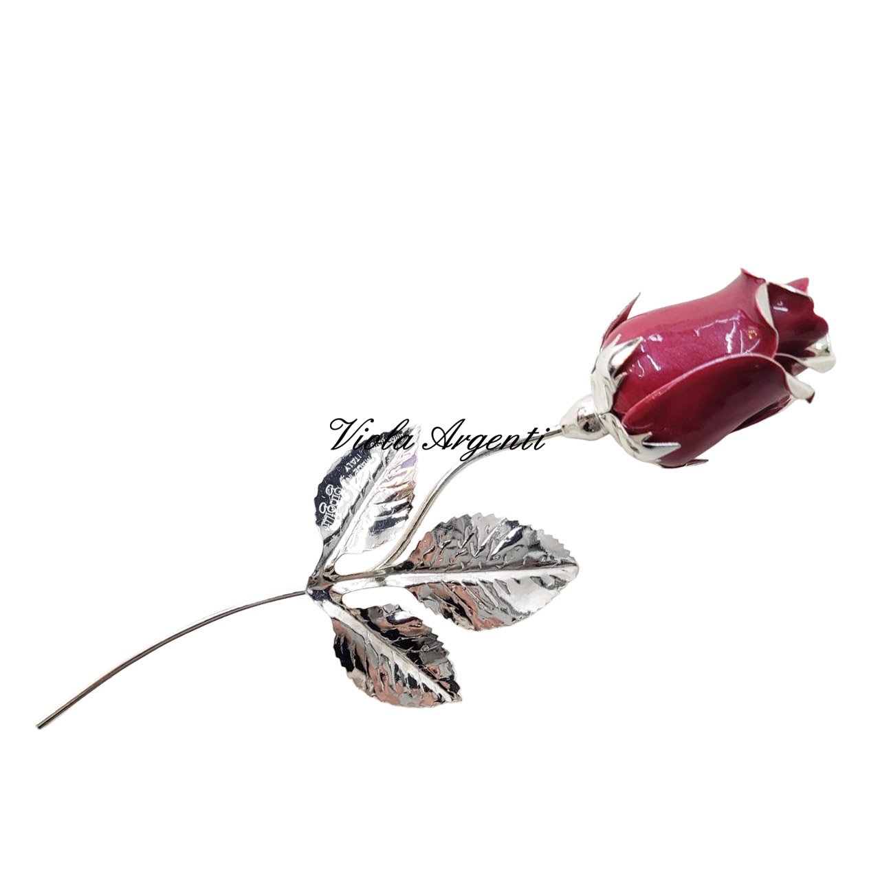 Rosa rossa laminata argento - 3
