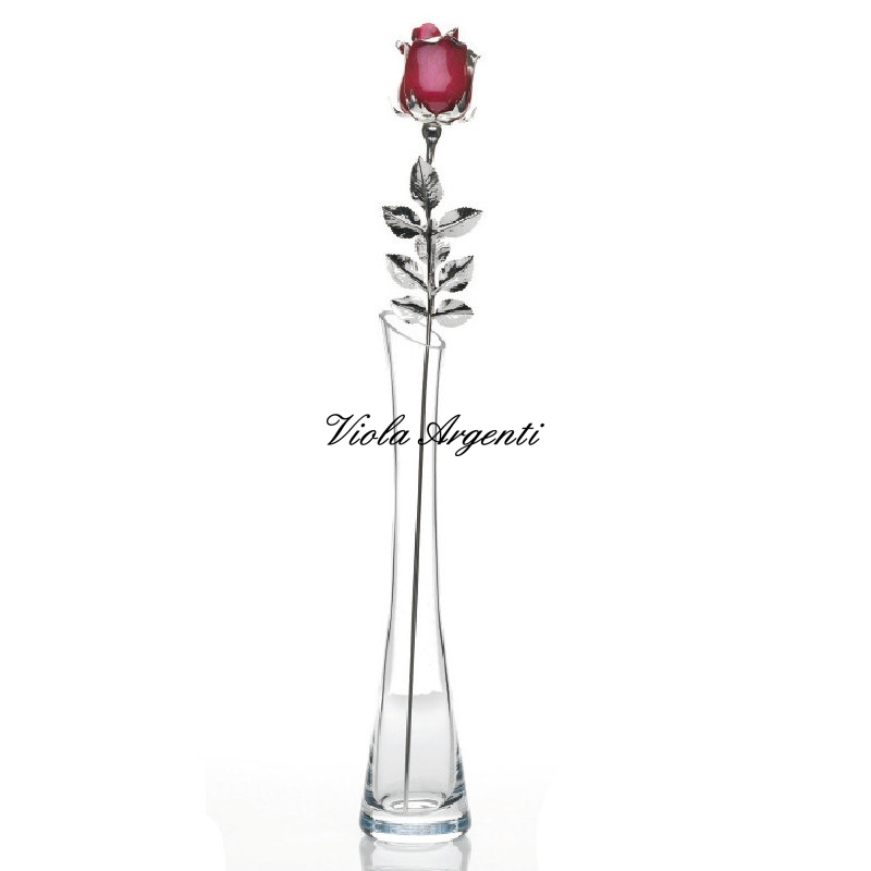 Vaso monofiore con rosa di Viola Argenti. Argento online