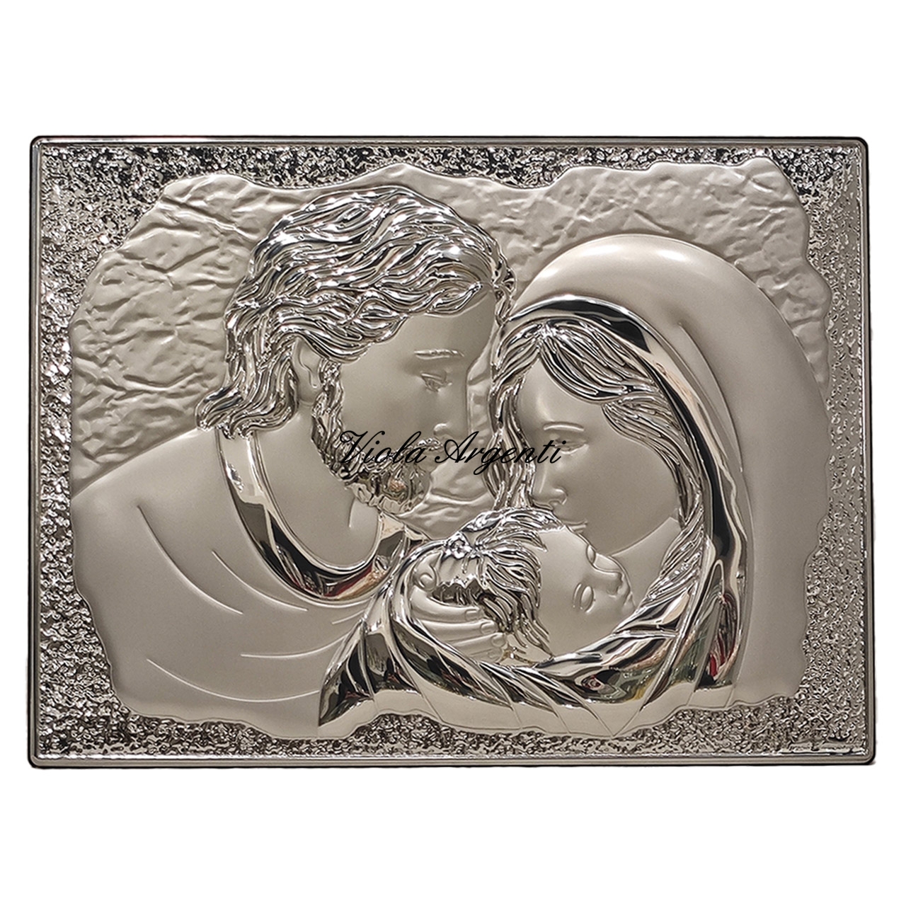 Holy Family painting in silver