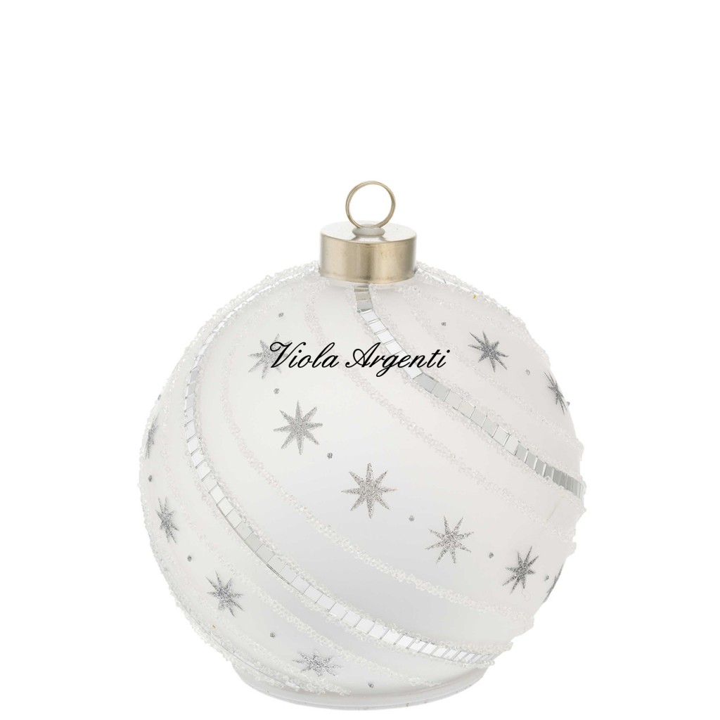 Rotating Glass Christmas Sphere with Silver Glitters