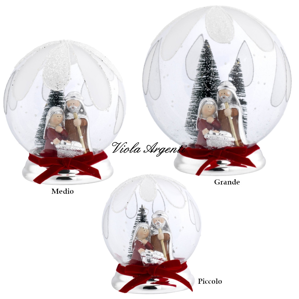 Sfera a gocce argento con presepe