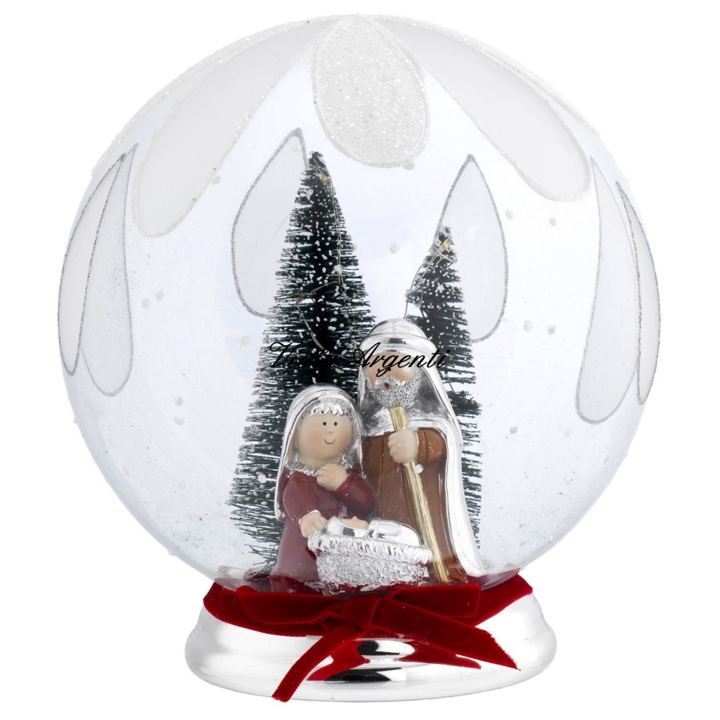 Sfera a gocce argento con presepe