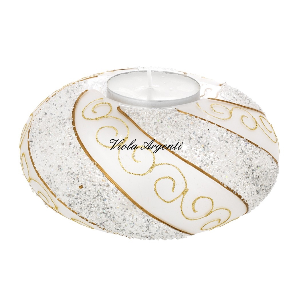 Tealight a sfera ovale oro