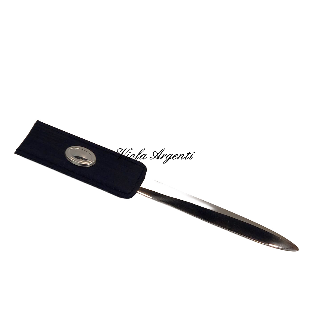Tagliacarte blu in tessuto con doblone argentato di . Argento online