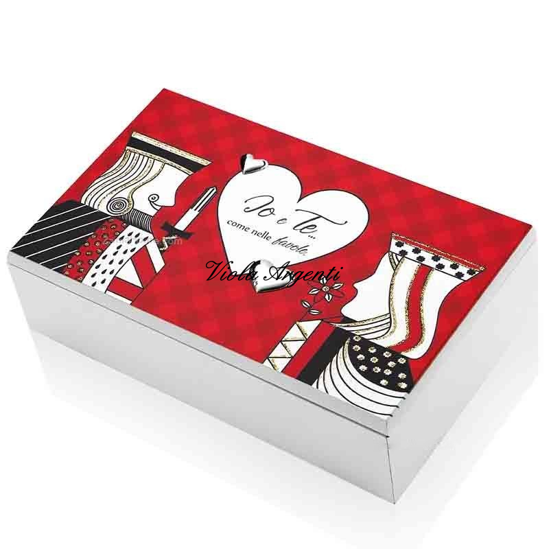“You and Me” Box in White Lacquered Wood